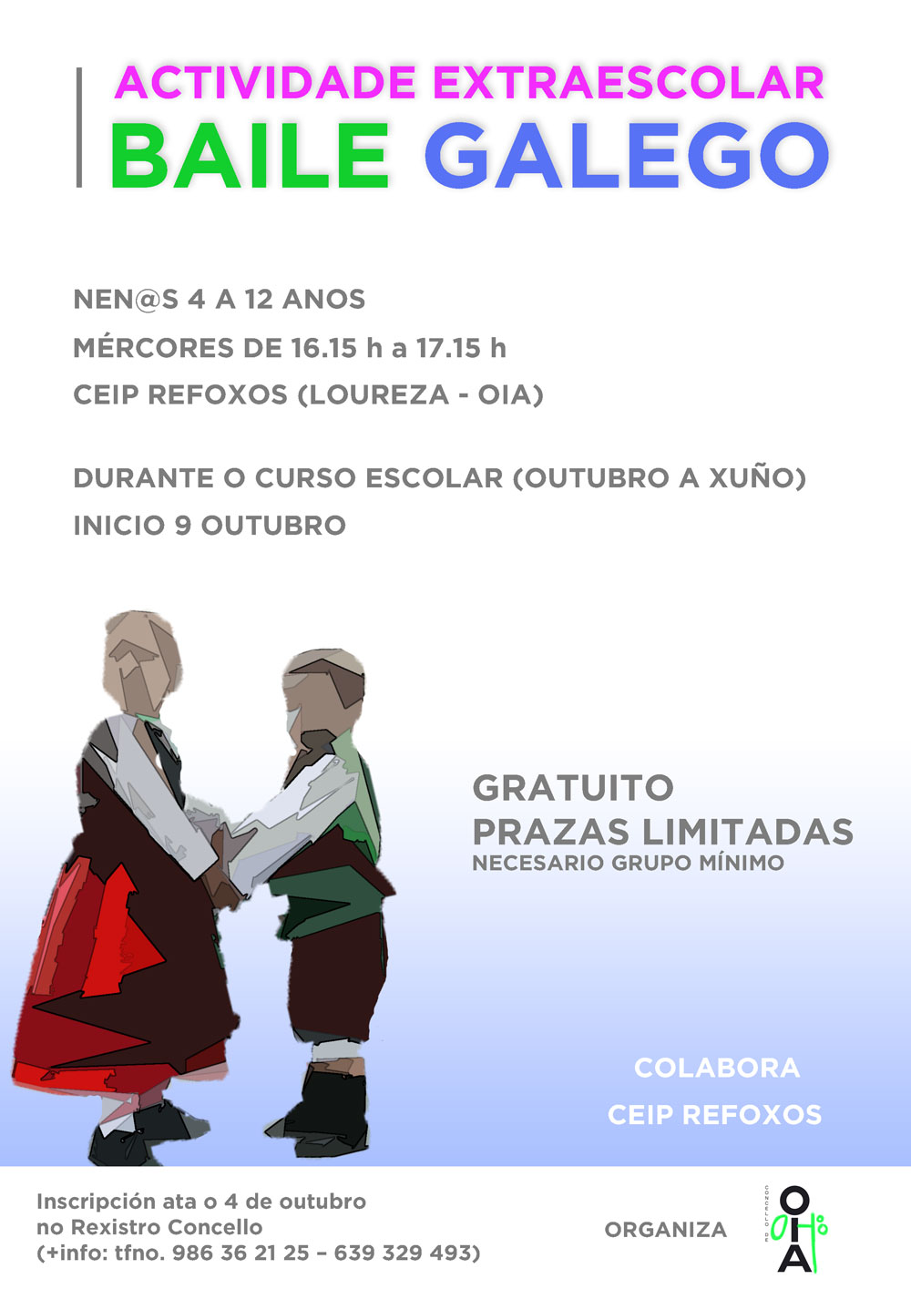 O Concello de Oia oferta un curso de baile galego como actividade extraescolar gratuíta