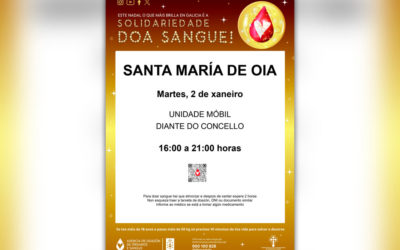 A unidade móbil de doazón de sangue estará en Oia o martes 2 de xaneiro