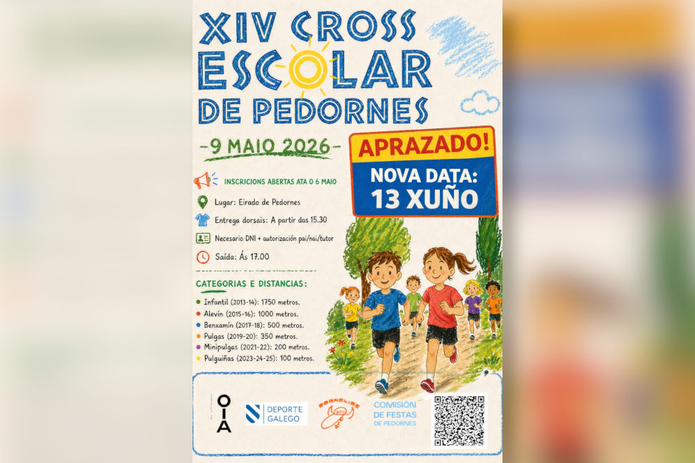 Oia énchese de deporte este sábado co Cross Escolar de Pedornes